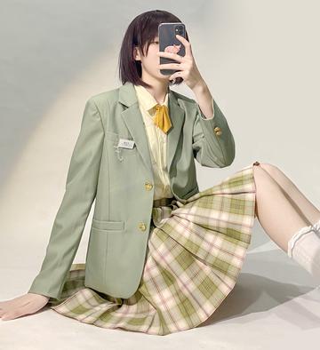 【吃不饱jk】抹茶葡提jk格裙制服裙绿格校供感百褶裙现货限量100
