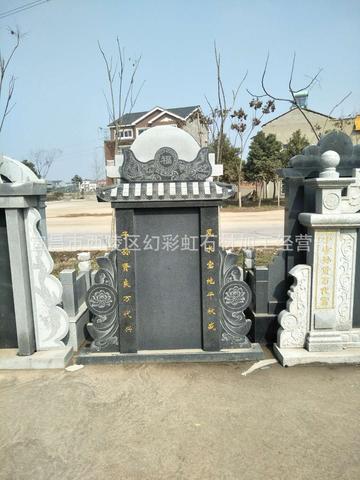 农村土葬石雕墓碑花岗岩葬礼石材雕刻陵园家族坟地墓碑雕塑