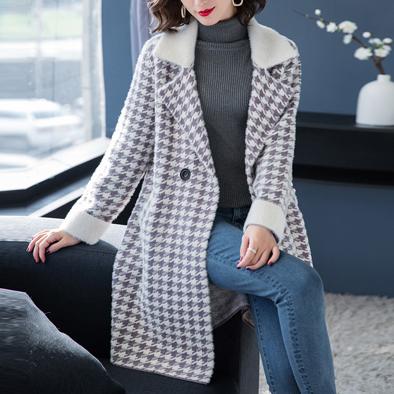 中长款仿水貂绒外套