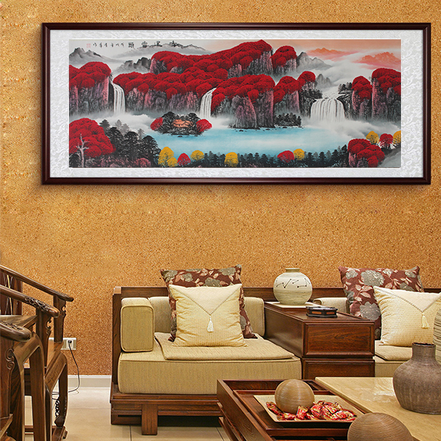 刘清华老师手绘山水画《鸿运当头》             还